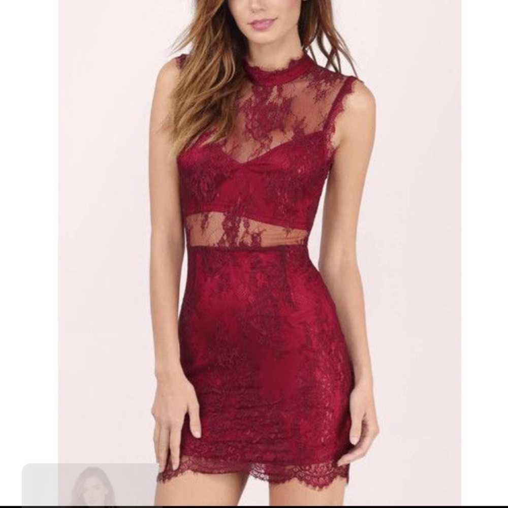 Wine colored lace dress
